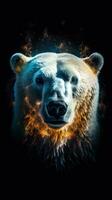 pop arte polar Urso em Sombrio fundo generativo ai foto