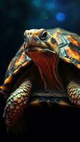 realista tartaruga em Sombrio fundo ai gerado foto