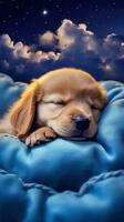 fofa cachorro dormindo em uma nuvem realista animal retrato ai gerado foto