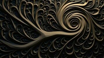 torcido galhos em forma para dentro 3d fractais do madeira bio escultura para decorativo fundos foto