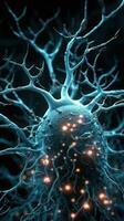 explorando a amígdala fechar-se Visão do neurônios dentro a cérebro generativo ai foto
