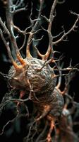 explorando a amígdala fechar-se Visão do neurônios dentro a cérebro generativo ai foto