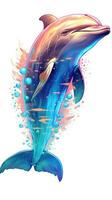 golfinho dentro holográfico cor estilo natação dentro a oceano generativo ai foto