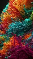 vívido cores do lisossomos quebra baixa celular desperdício dentro 4k elétron microscópio Visão generativo ai foto