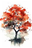 japonês bordo árvore pintura dentro aguarela estilo generativo ai foto