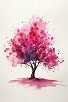 minimalista redbud árvore aguarela pintura foto