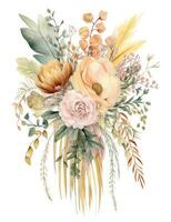 suave pastel boho Casamento ramalhete aguarela ilustração foto