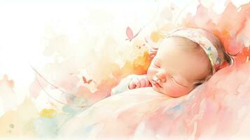 adorável japonês bebê cercado de fofa fundo elementos ai gerado foto