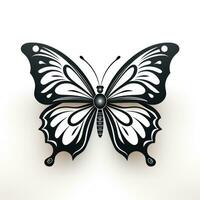 ampla borboleta silhueta clipart em branco fundo ai gerado foto