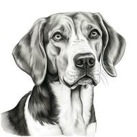 desenhado à mão americano foxhound face clipart para coloração livro ai gerado foto