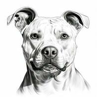 mão esboçado americano pitbull face para coloração livro ai gerado foto