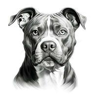 mão esboçado americano pitbull face para coloração livro ai gerado foto