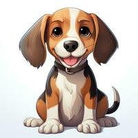 desenho animado beagle para criança pequena livro clipart em branco fundo ai gerado foto