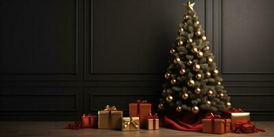 luxo Natal decorações em uma simples fundo ai gerado foto