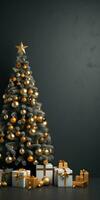 luxo Natal decorações em simples fundo ai gerado foto