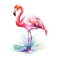 adorável aguarela flamingo clipart em branco fundo ai gerado foto