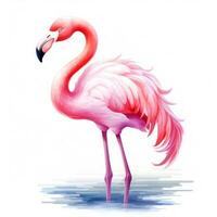 adorável aguarela flamingo clipart em branco fundo ai gerado foto