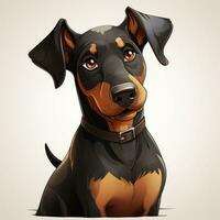 brincalhão doberman desenho animado ilustração para criança pequena livro ai gerado foto