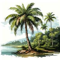 tropical Palma árvore clipart em branco fundo ai gerado foto