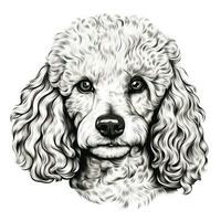 desenhado à mão poodle face clipart imagem para coloração livro em branco fundo ai gerado foto