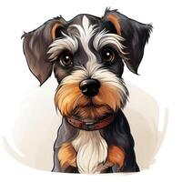 desenho animado estilo schnauzer para criança pequena livro clipart em branco fundo ai gerado foto