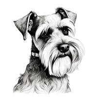 desenhado à mão schnauzer face clipart imagem para coloração livro em branco fundo ai gerado foto