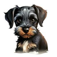 desenho animado estilo schnauzer para criança pequena livro clipart em branco fundo ai gerado foto