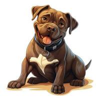 adorável Staffordshire touro terrier desenho animado estilo para criança pequena livro clipart em branco fundo ai gerado foto