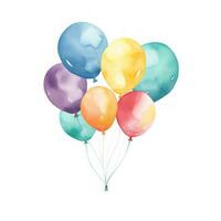 colorida aguarela balões em branco fundo ai gerado foto
