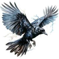 majestoso aguarela gótico Raven dentro voar ai gerado foto