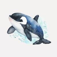 adorável aguarela pintado à mão bebê orca clipart para bebê livro ai gerado foto