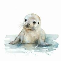 adorável aguarela pintado à mão bebê foca clipart para bebê livro ai gerado foto