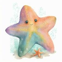 colorida aguarela estrelas do mar clipart para bebê livro ai gerado foto