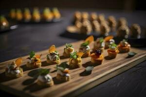 delicioso dedo Comida aperitivos para seu Próximo evento ai gerado foto