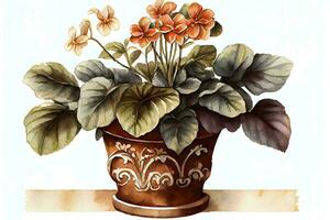 vitoriano arte estilo ilustração detalhado aguarela cerâmica ai gerado foto