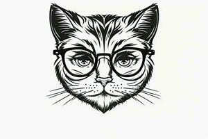gato face com cílios e Óculos simples e mínimo estilo ai gerado foto