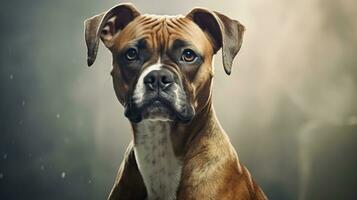 brincalhão boxer cachorro em branco fundo ai gerado foto