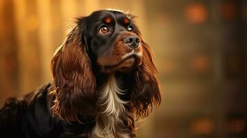 adorável descuidado rei Charles spaniel cachorro ai gerado foto