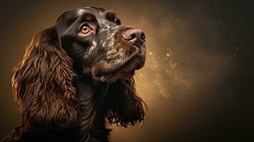 adorável Cocker spaniel cachorro dentro altamente detalhado retrato ai gerado foto