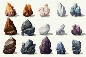 mágico pedras conjunto plano minimalista ai gerado foto