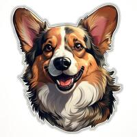 fofa corgi adesivo em branco fundo ai gerado foto