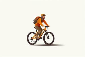 minimalista animação do uma homem em uma bicicleta ai gerado foto
