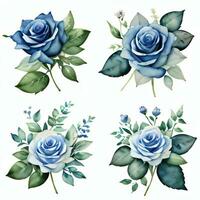 aguarela azul rosas clipart foto