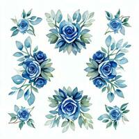 aguarela azul rosas clipart foto