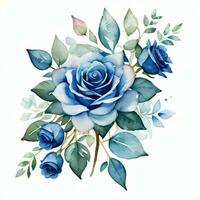 aguarela azul rosas clipart foto