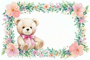 aguarela Casamento ou aniversário saudações cartão fundo com Urso de pelúcia Urso foto