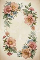 vintage papel com flores textura fundo foto