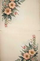 vintage papel com flores textura fundo foto