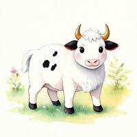 aguarela crianças ilustração com fofa vaca clipart foto