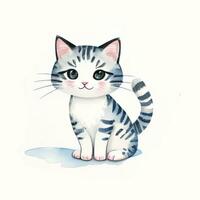 aguarela crianças ilustração com fofa gatinha gato clipart foto